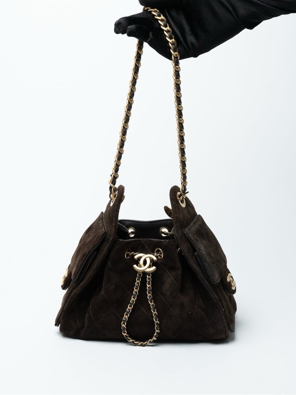 *RARE* Chanel 25 Mini Dark Brown Suede Calfskin Gold Hardware - Full Set - Picture 9 of 17